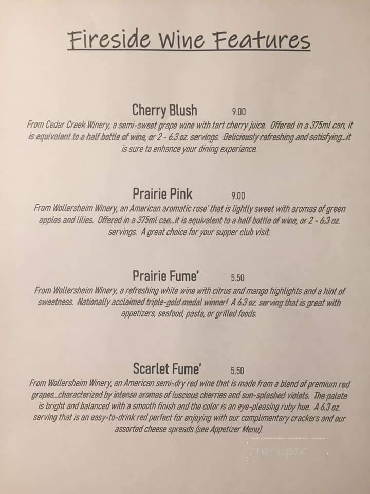 Fireside Supper Club - Rhinelander, WI menu_pic