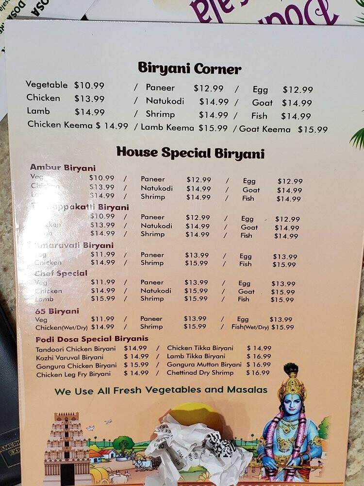 Podi Dosa - Artesia, CA menu_pic