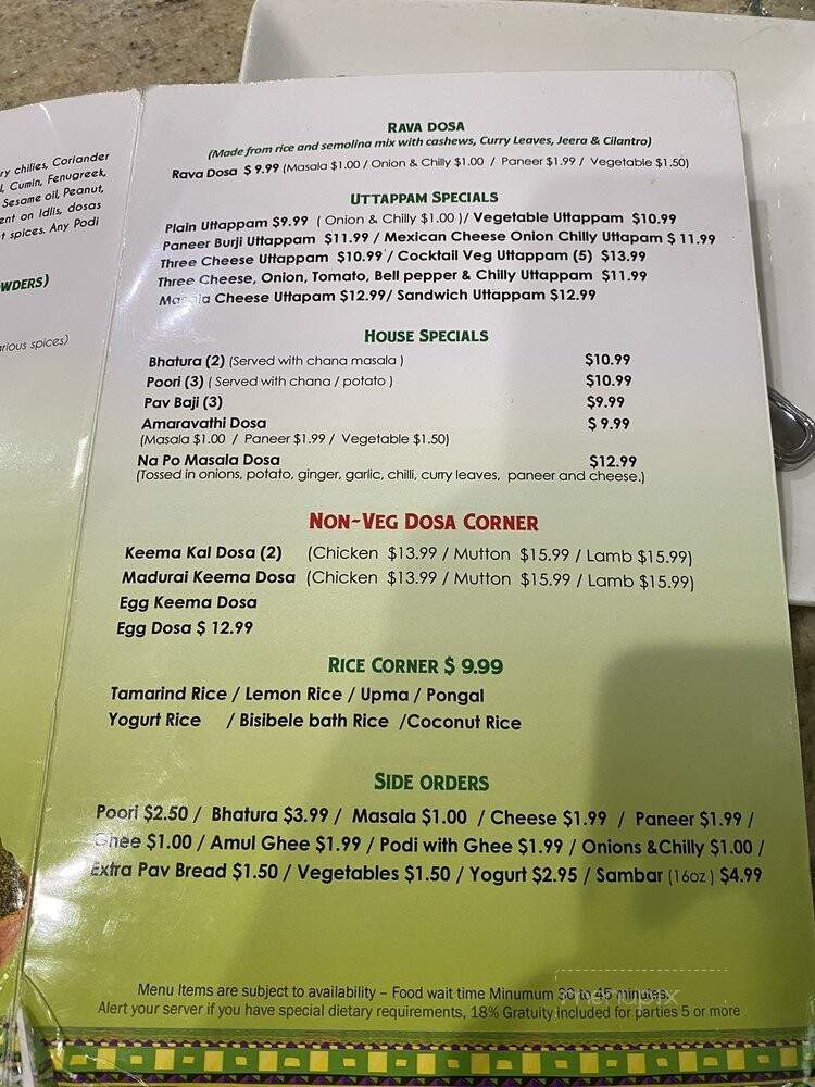 Podi Dosa - Artesia, CA menu_pic