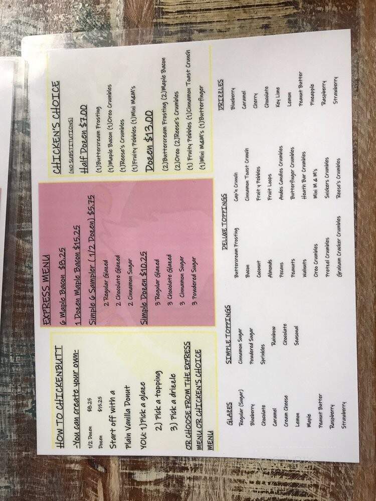 Chickenbutt Donuts - Chapin, SC menu_pic