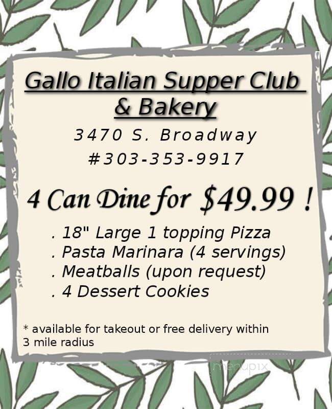 Gallo Italian Supper Club And Bakery - Englewood, CO