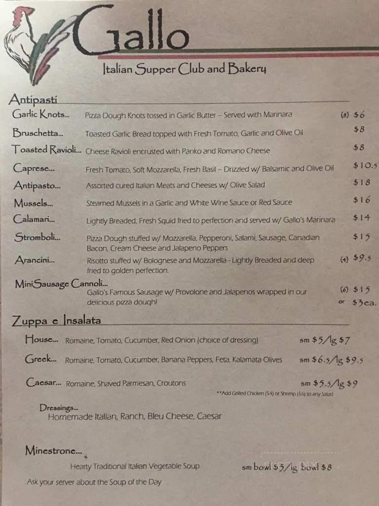Gallo Italian Supper Club And Bakery - Englewood, CO menu_pic
