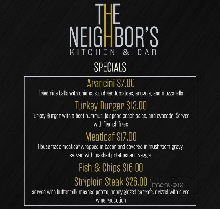 The Neighbor's Kitchen and Bar - North Providence, RI menu_pic