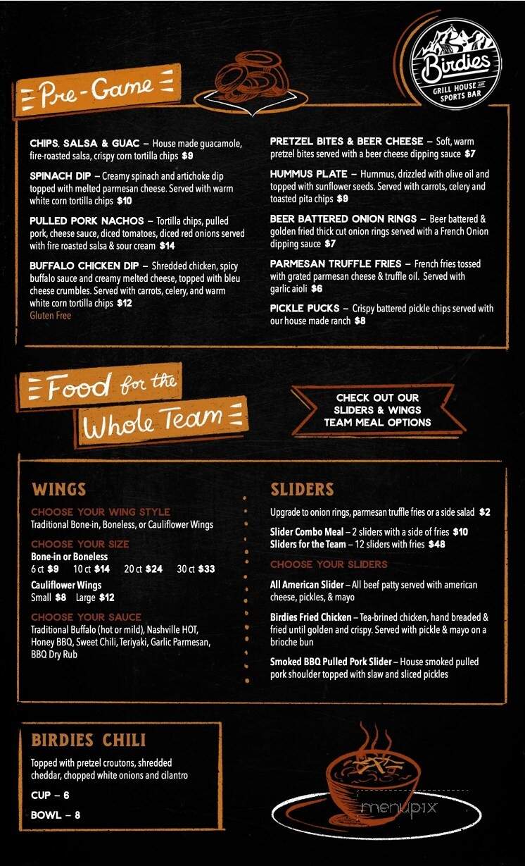 Birdies Restaurant - Westfield, IN menu_pic
