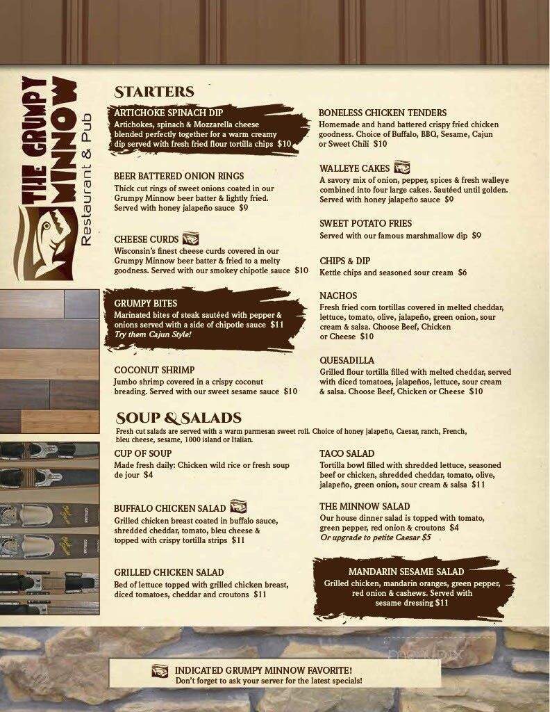 The Grumpy Minnow - Center City, MN menu_pic