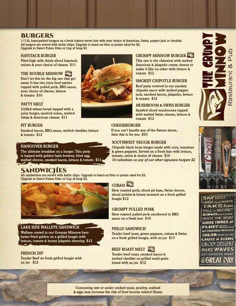 The Grumpy Minnow - Center City, MN menu_pic