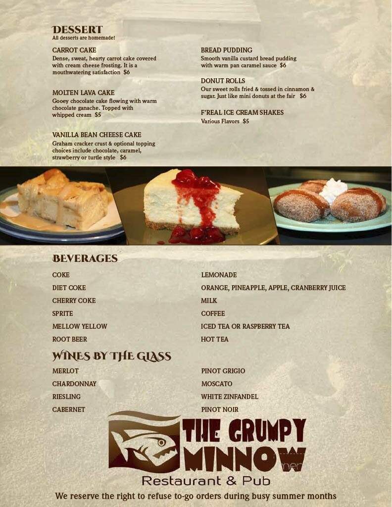 The Grumpy Minnow - Center City, MN menu_pic