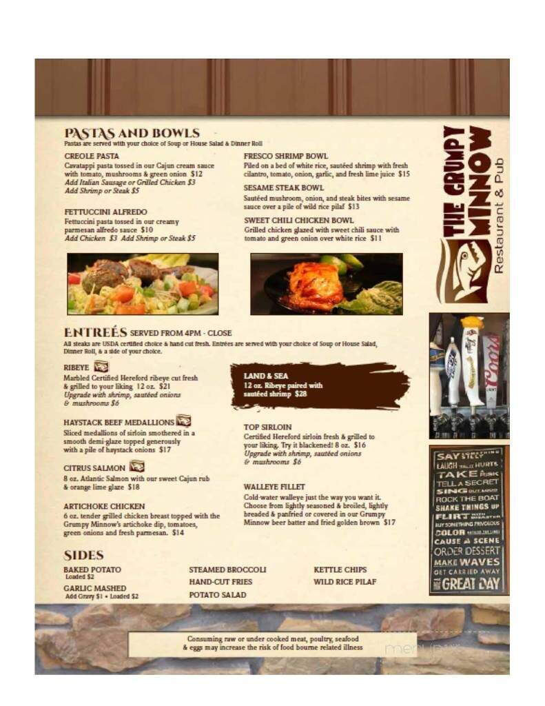 The Grumpy Minnow - Center City, MN menu_pic