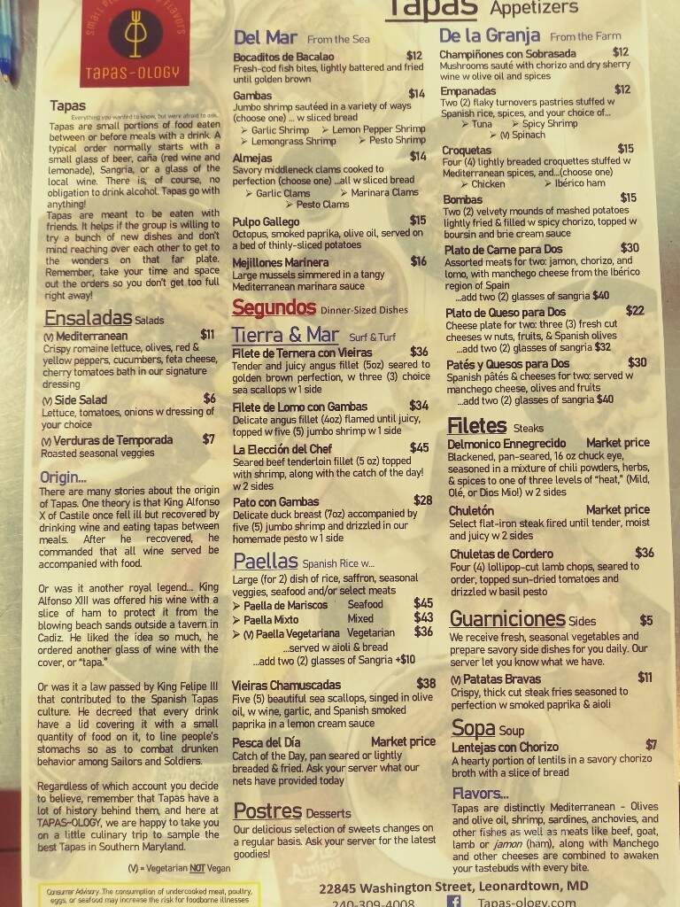 TapasOlogy - Leonardtown, MD menu_pic