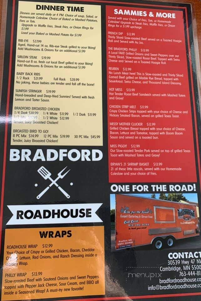 Bradford Roadhouse Bar & Grill - Cambridge, MN menu_pic