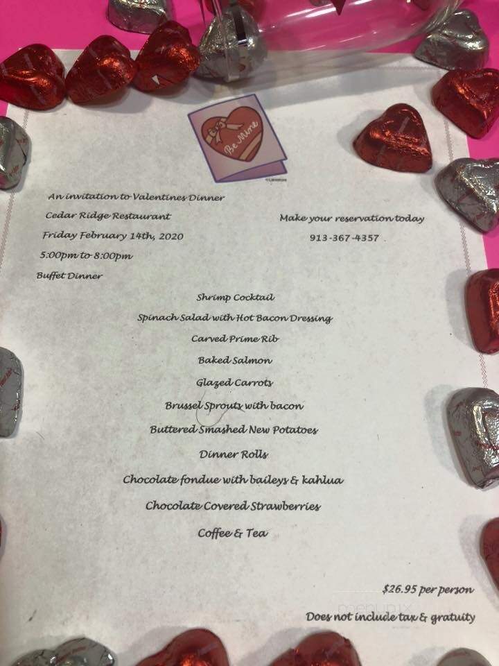 Cedar Ridge Restaurant - Atchison, KS menu_pic