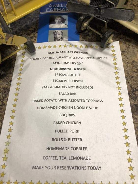 Cedar Ridge Restaurant - Atchison, KS menu_pic