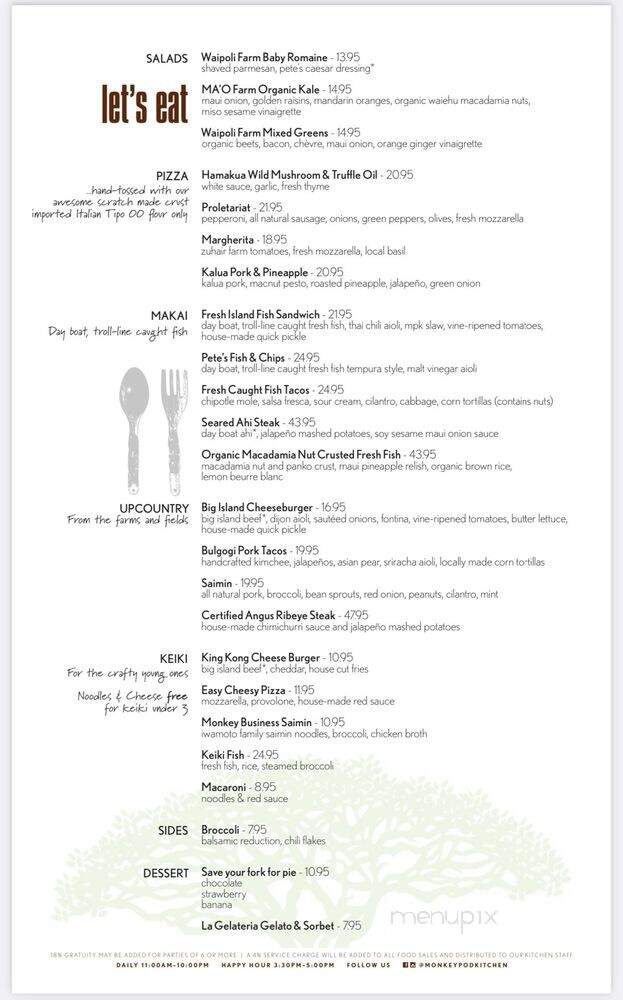 Monkeypod Kitchen - Ko Olina - Kapolei, HI menu_pic