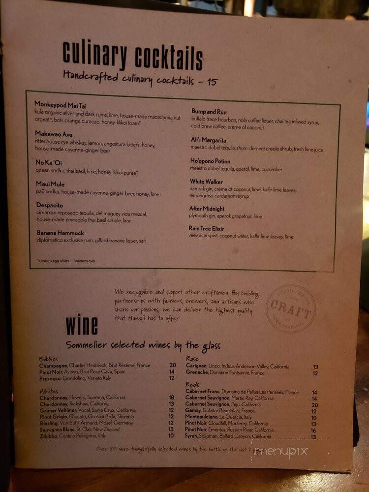 Monkeypod Kitchen - Ko Olina - Kapolei, HI menu_pic