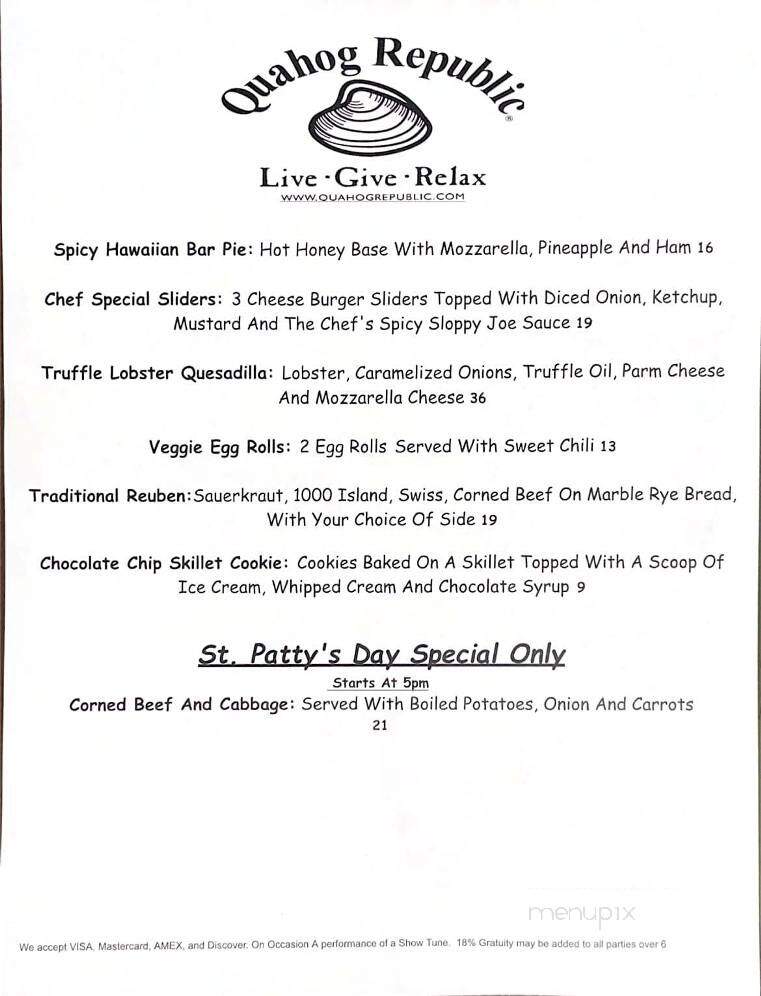 Quahog Republic Dive Bar - Falmouth, MA menu_pic