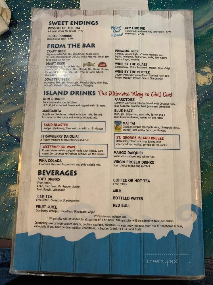 Blue Parrot Ocean Front Cafe - St George Island, FL menu_pic