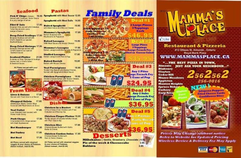 Mamma's Place Restaurant - Almonte, ON menu_pic