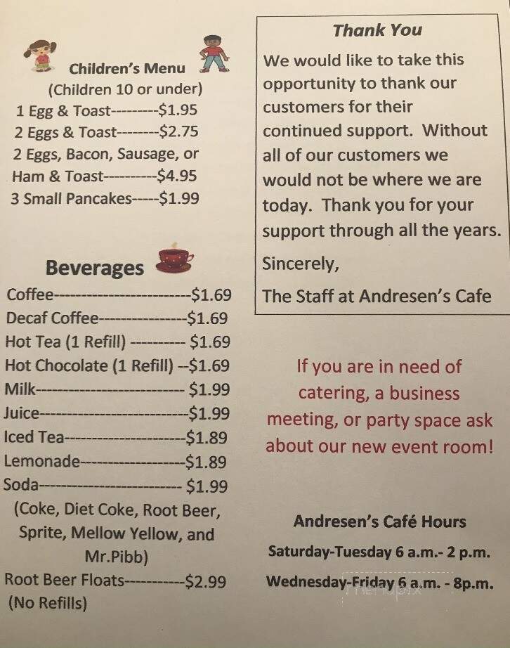Andresen's - Johnston City, IL menu_pic