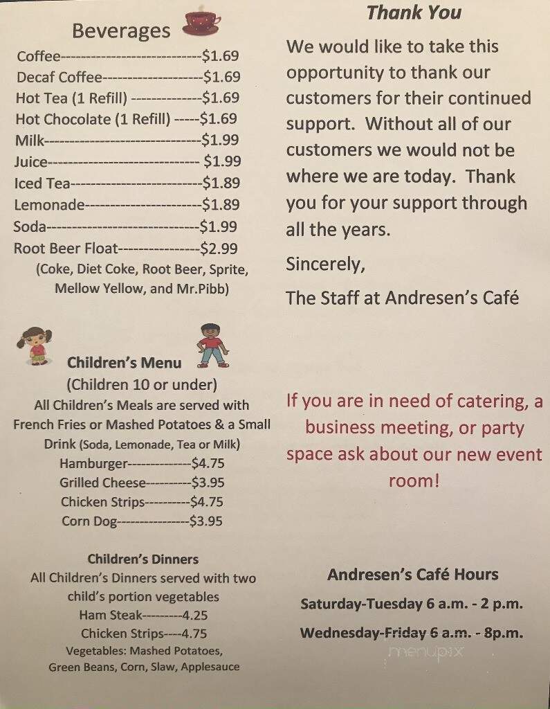 Andresen's - Johnston City, IL menu_pic