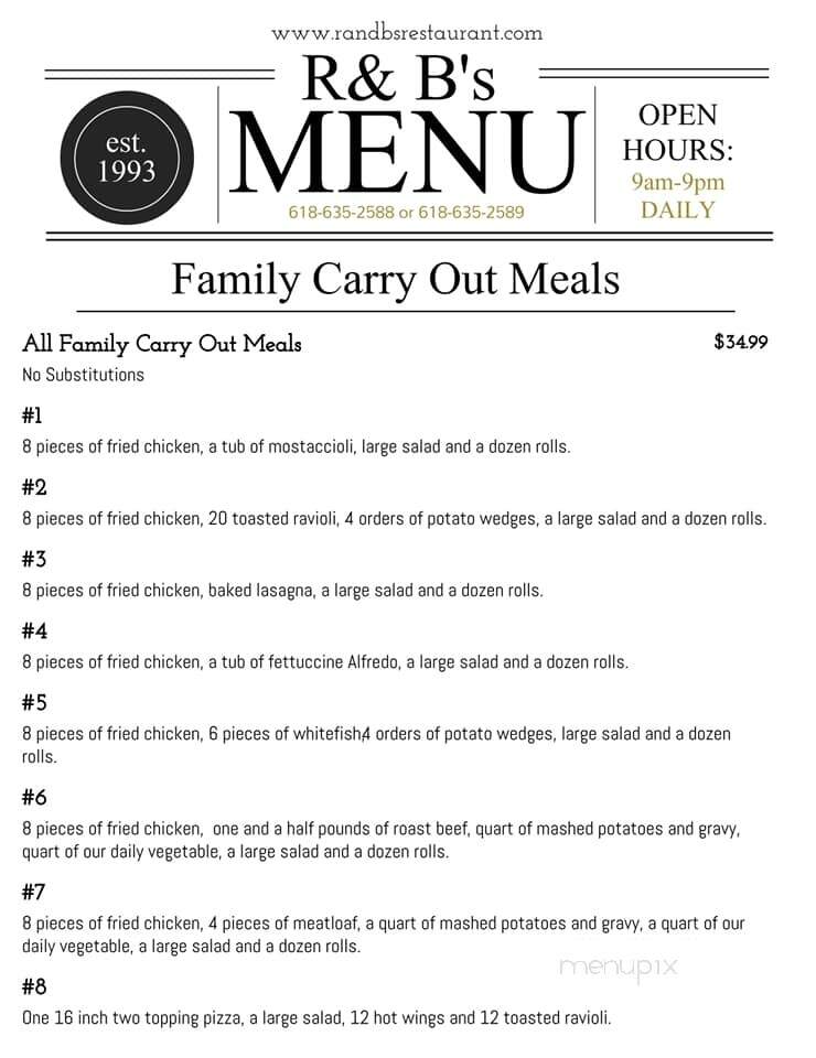 R & B's Family Rest - Staunton, IL menu_pic