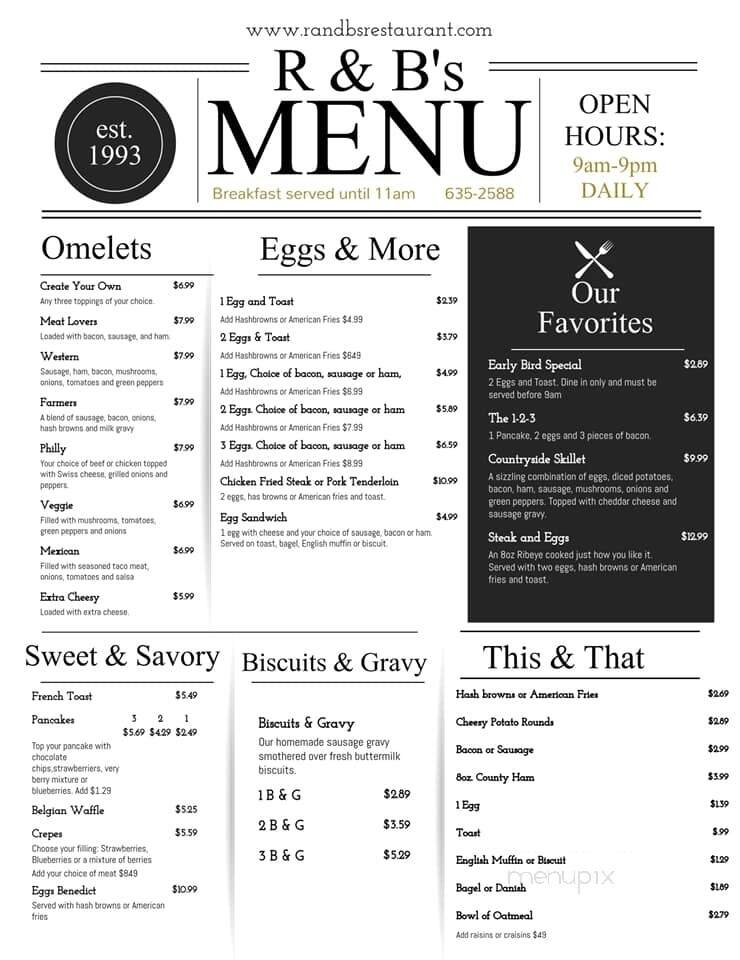 R & B's Family Rest - Staunton, IL menu_pic