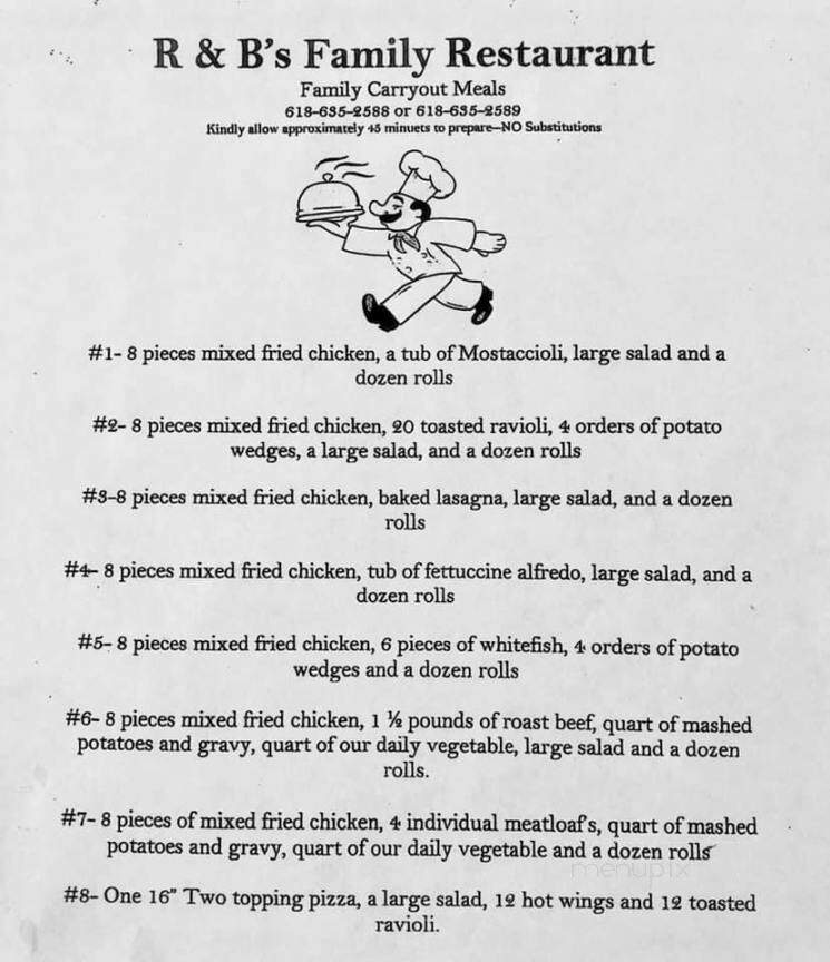 R & B's Family Rest - Staunton, IL menu_pic