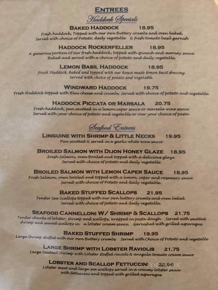 Windward Grille Restaurant - Essex, MA menu_pic