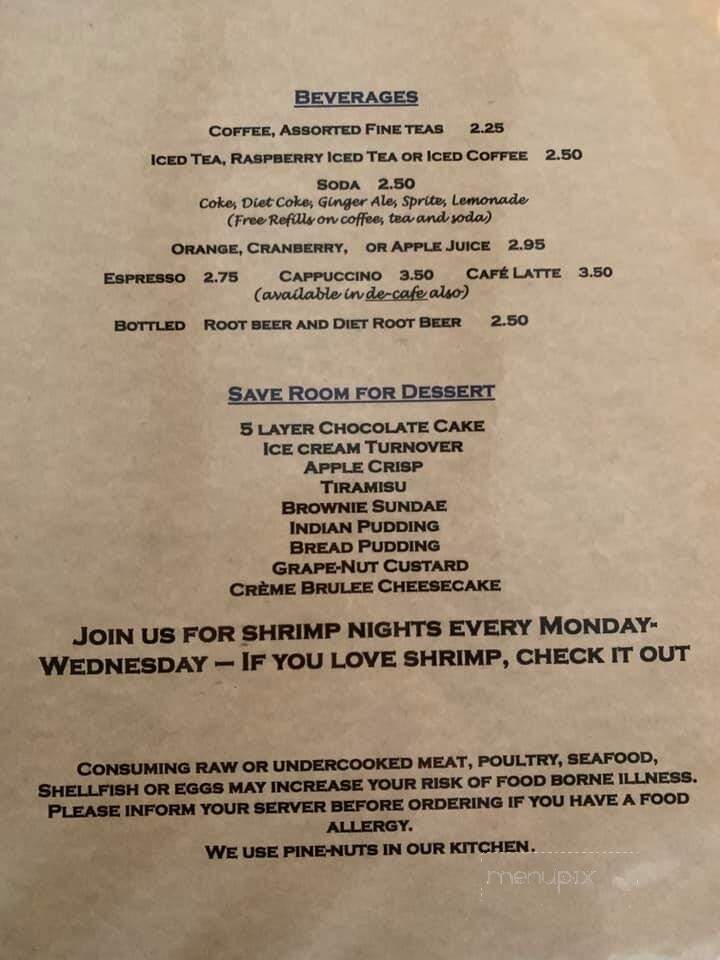 Windward Grille Restaurant - Essex, MA menu_pic