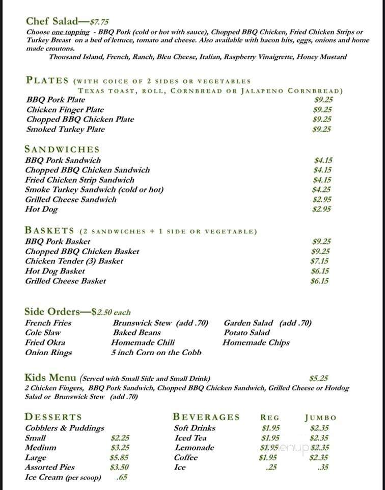 Adams Bar-B-Q - Cartersville, GA menu_pic