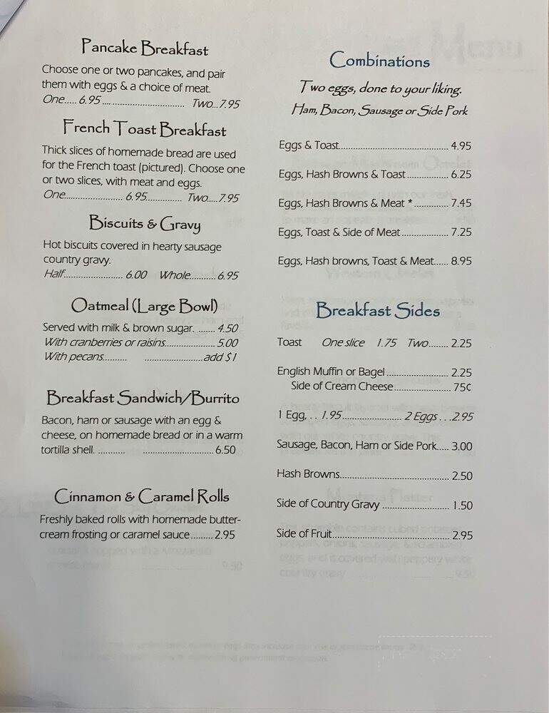 Cozy Corner Cafe - Fairfield, MT menu_pic