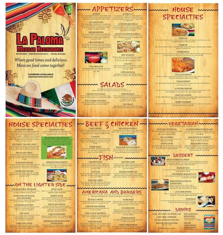 La Paloma Restaurant - Lincoln, NE menu_pic
