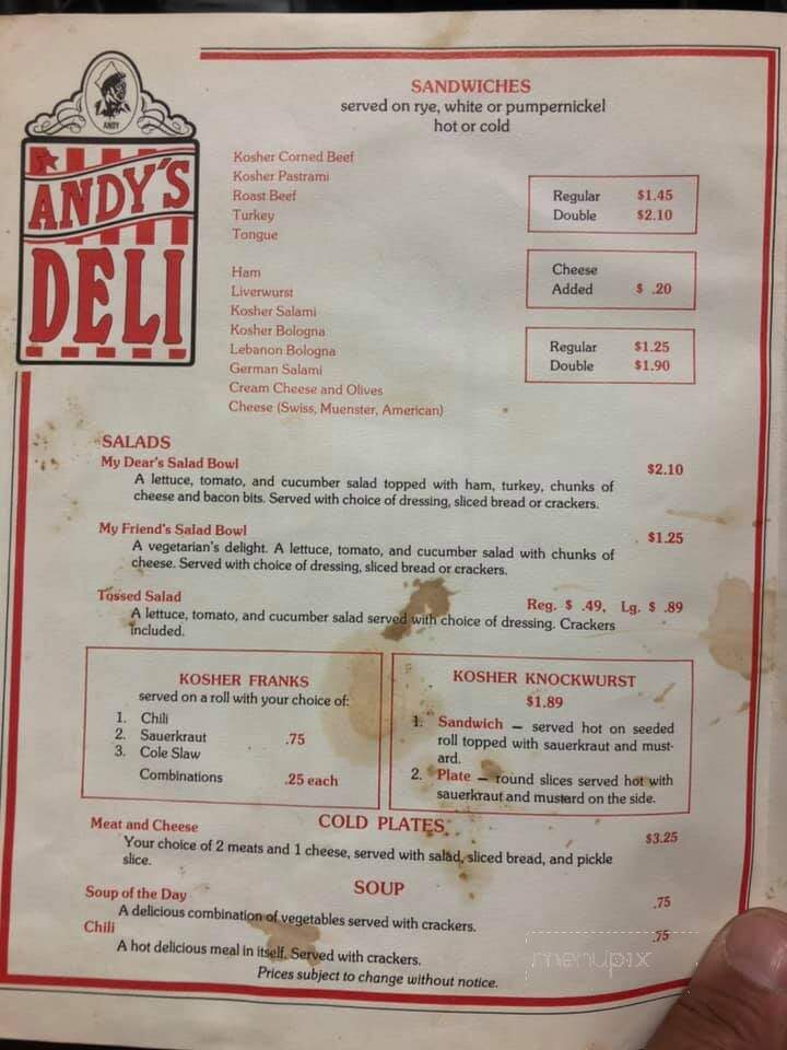 Andy's Deli - Columbia, SC menu_pic