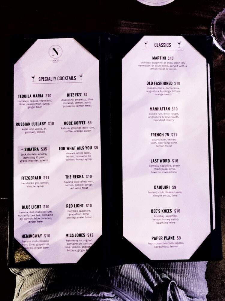 Noce - Des Moines, IA menu_pic