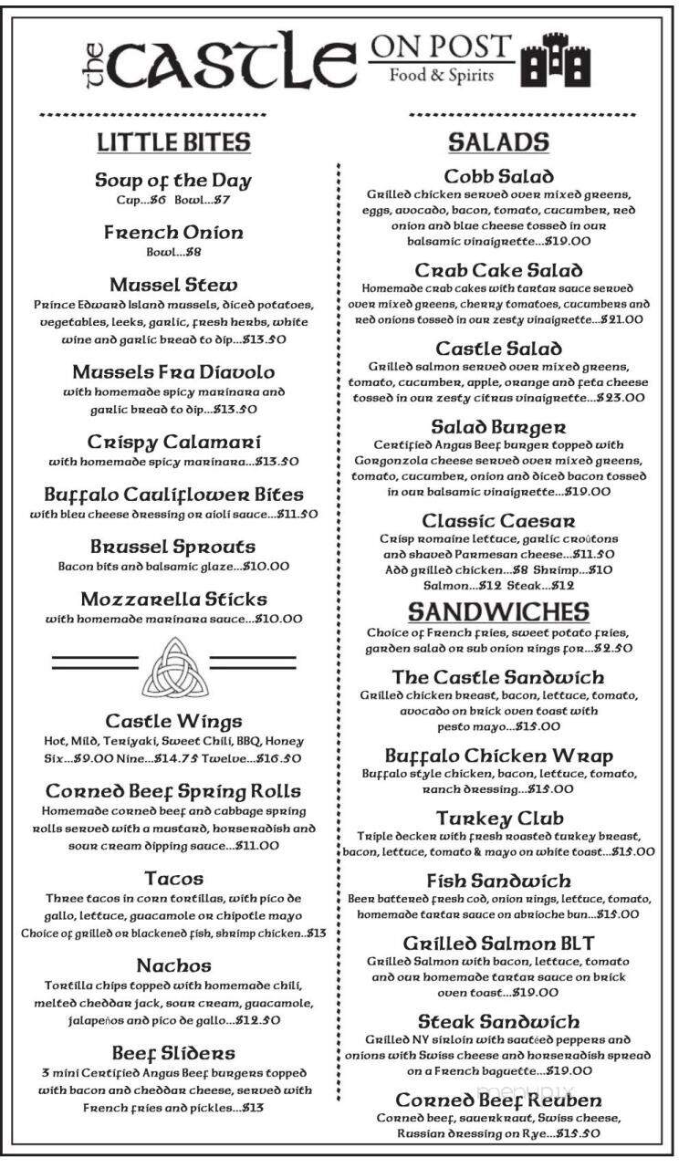 The Castle on Post - Fairfield, CT menu_pic