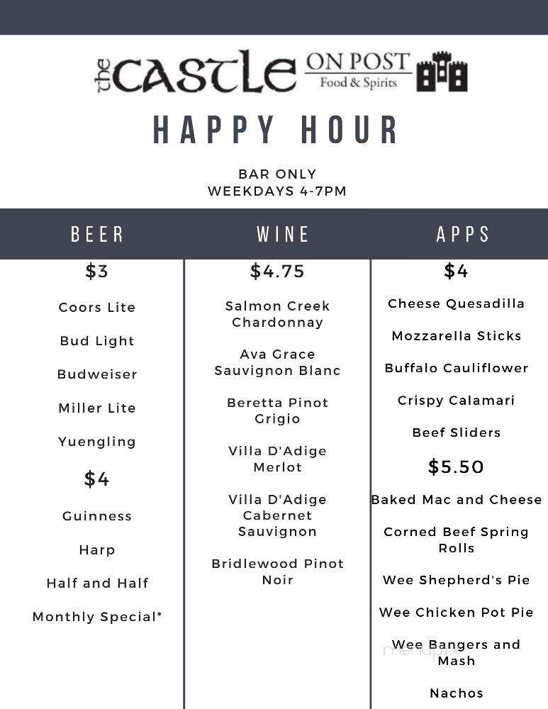 The Castle on Post - Fairfield, CT menu_pic