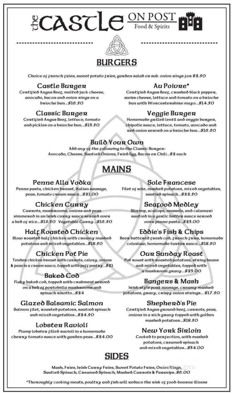 The Castle on Post - Fairfield, CT menu_pic