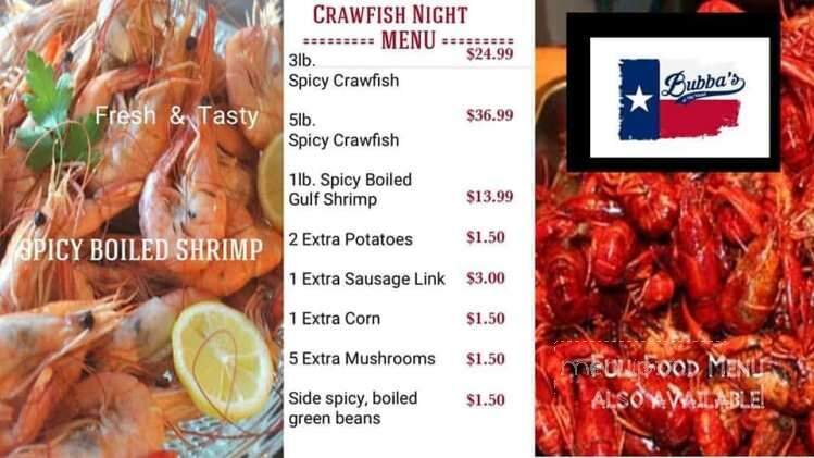 Bubba's at Tiki - Tiki Island, TX menu_pic