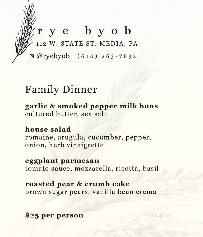 Rye BYOB - Media, PA menu_pic