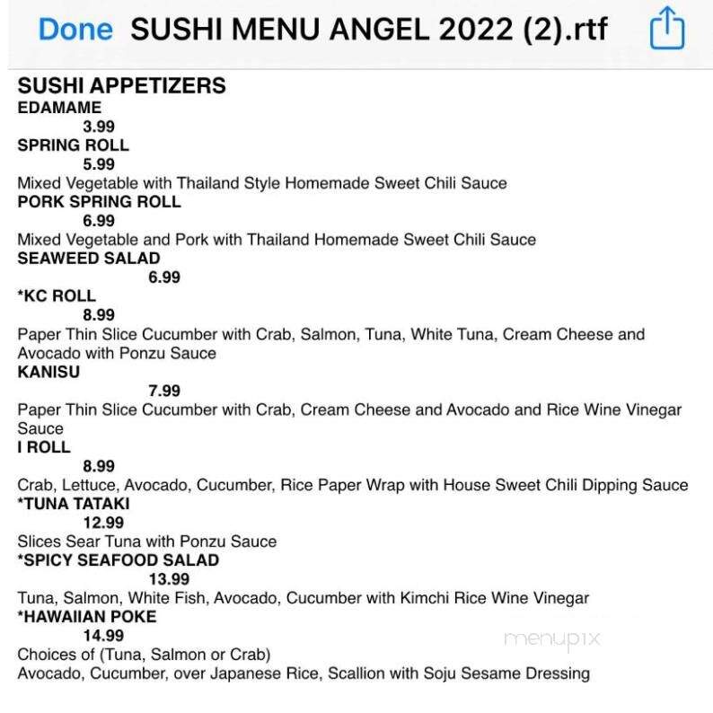 Angel Bar - Pawleys Island, SC menu_pic