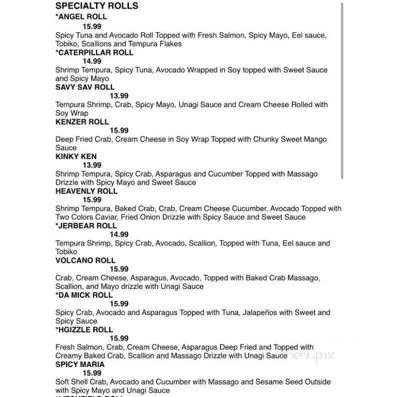 Angel Bar - Pawleys Island, SC menu_pic