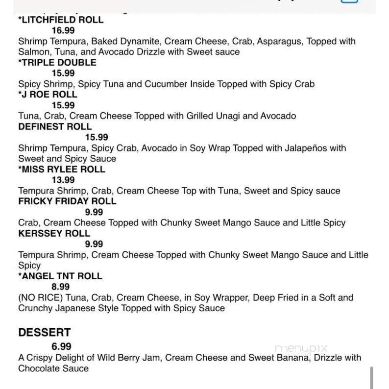 Angel Bar - Pawleys Island, SC menu_pic