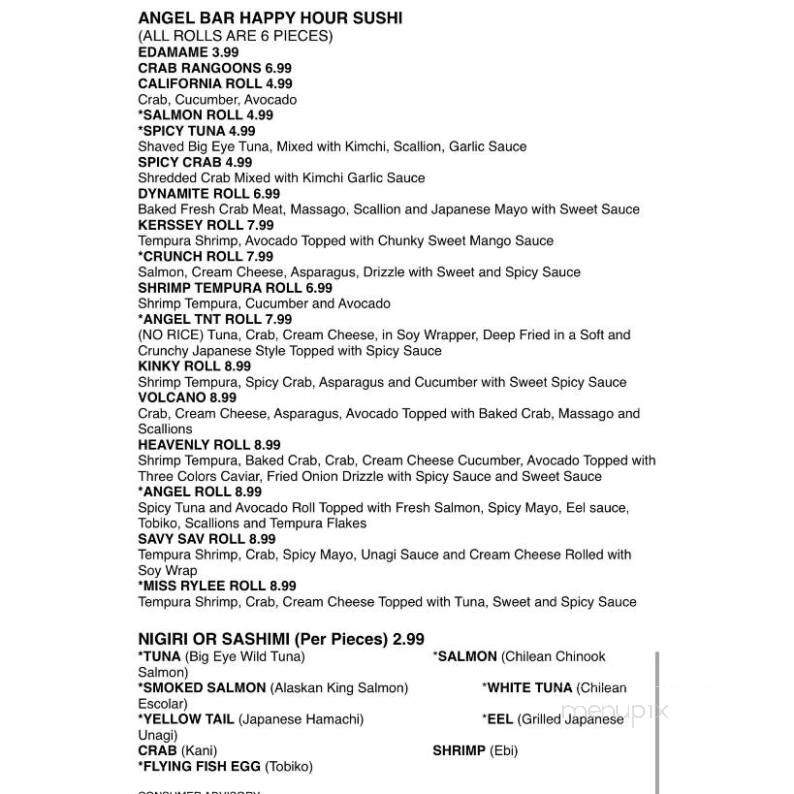 Angel Bar - Pawleys Island, SC menu_pic