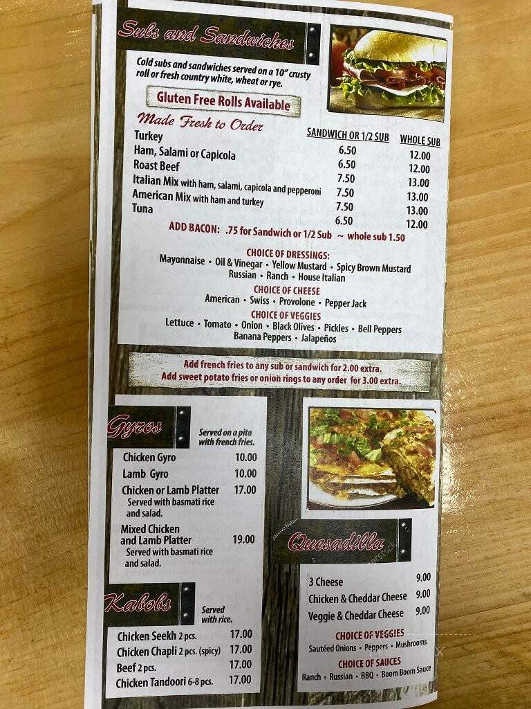 Frontier Town Gateway - North Hudson, NY menu_pic