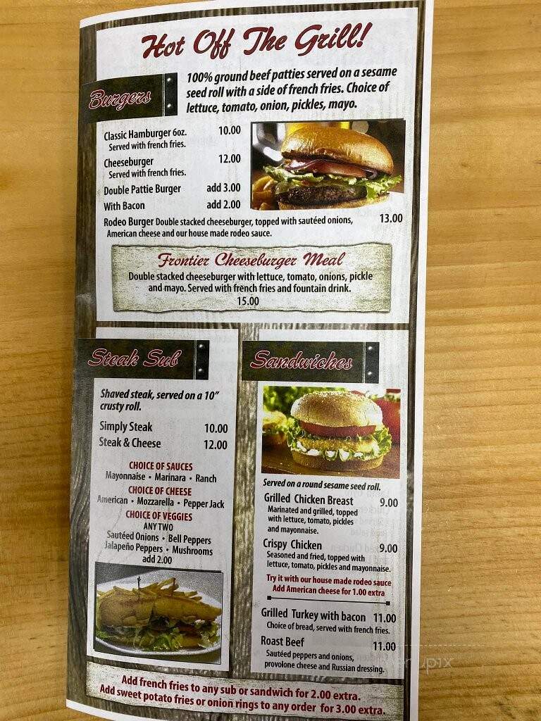 Frontier Town Gateway - North Hudson, NY menu_pic
