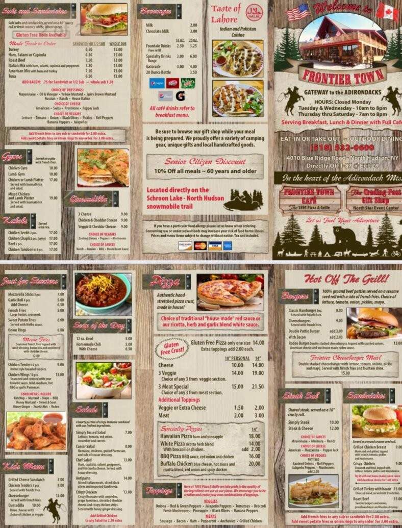Frontier Town Gateway - North Hudson, NY menu_pic