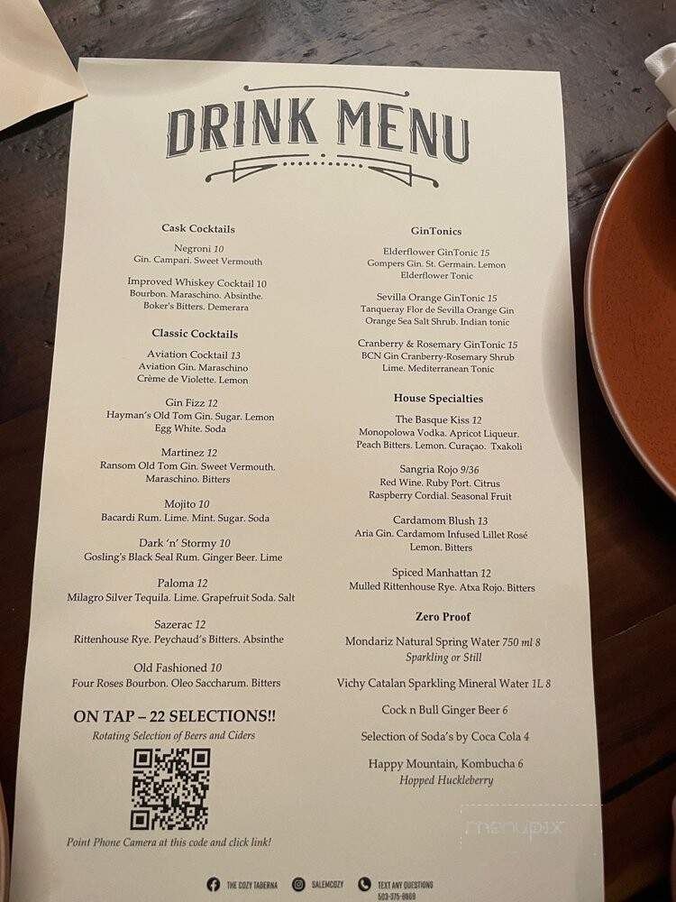The Cozy Taberna - Salem, OR menu_pic