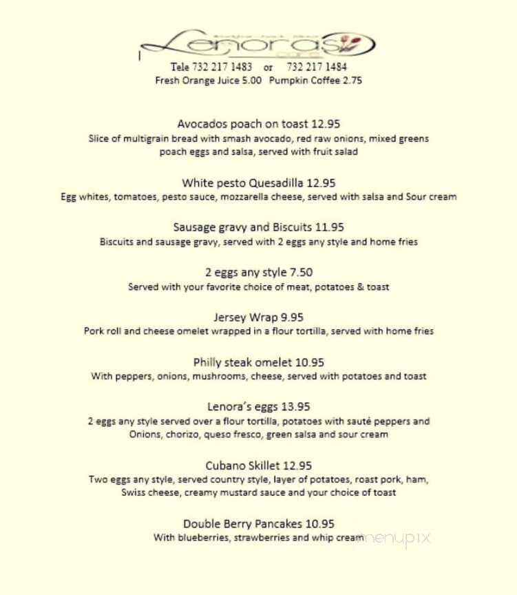 Lenora's Cafe - Keyport, NJ menu_pic