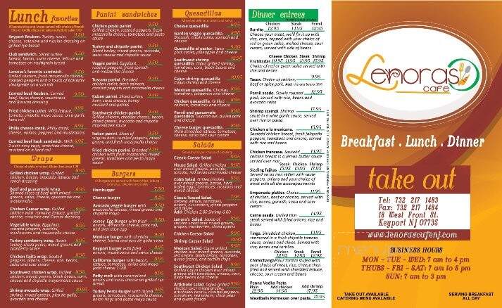 Lenora's Cafe - Keyport, NJ menu_pic