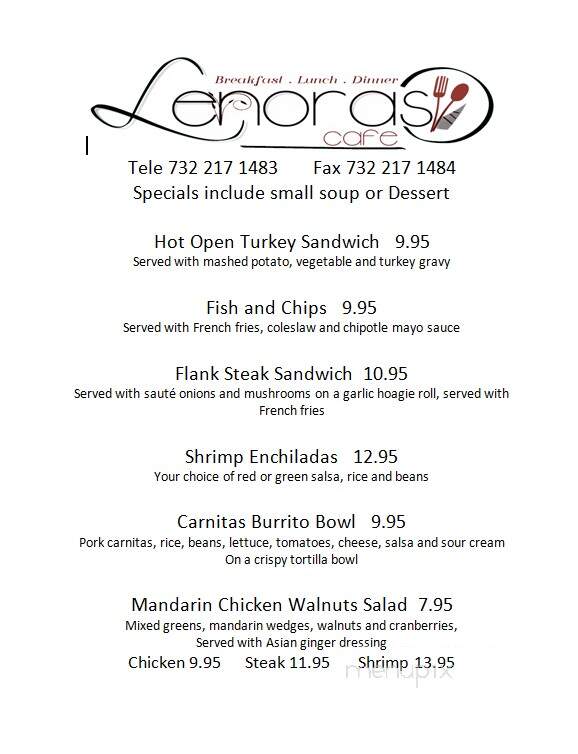 Lenora's Cafe - Keyport, NJ menu_pic