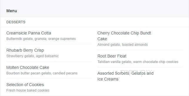 Park Avenue Club - Florham Park, NJ menu_pic